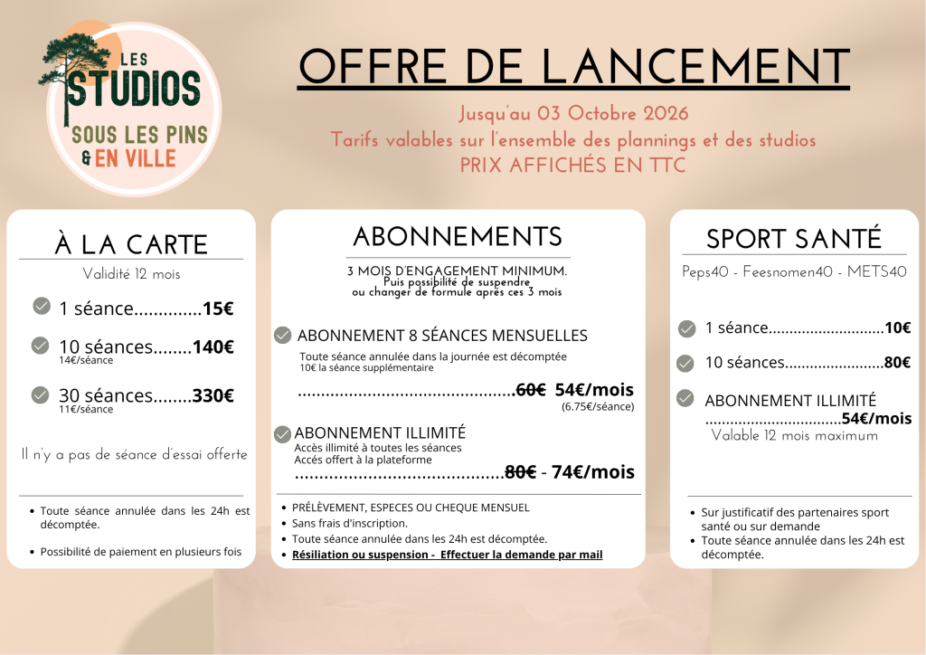 Tarifs Yoga Dax